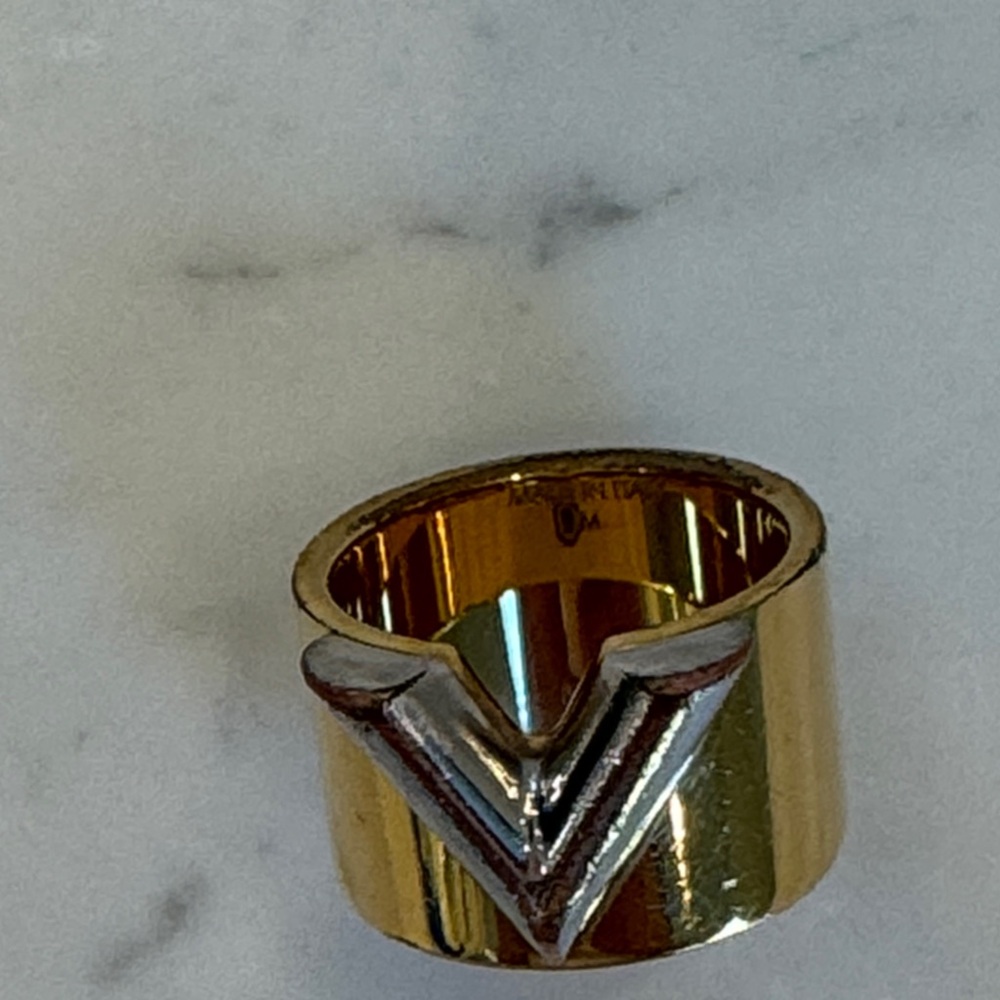 Vintage Authentic Louis Vuitton Gold Ring Size Made in Italy - Picture 9 of 11